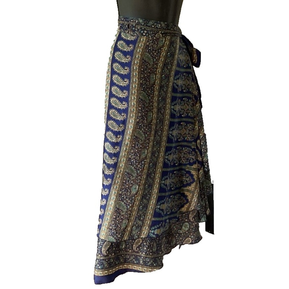 Kariza Vintage Wrap Skirt One Size Layered Silk Blend Boho Festival India NWT